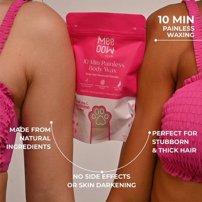 Meow Body Hair Removal Wax Powder + Peeling Foot Mask COMBO