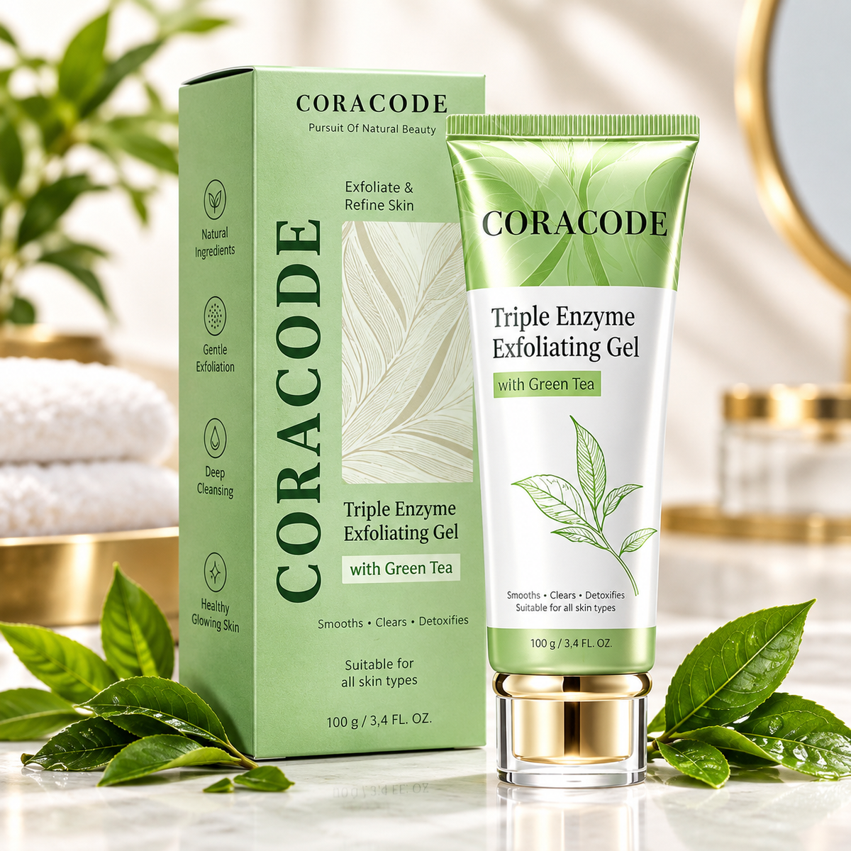 CORACODE Triple Enzyme Exfoliating Gel with Green Tea