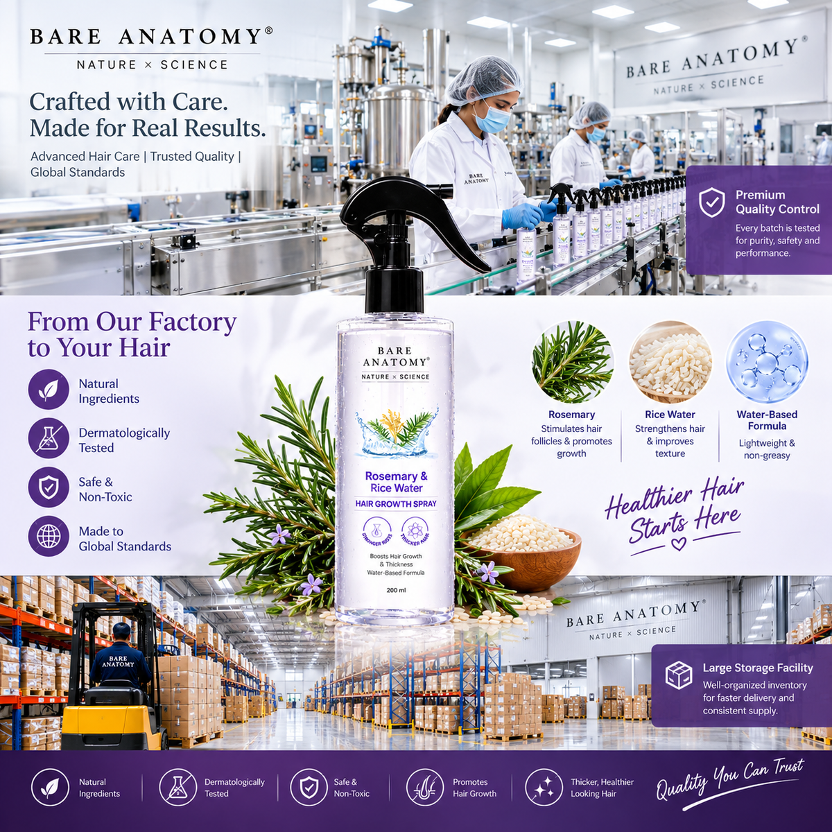 BARE ANATOMY Rosemary & Rice Water Hair Growth Spray
