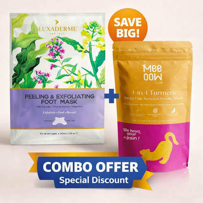 Meow Body Hair Removal Wax Powder + Peeling Foot Mask COMBO
