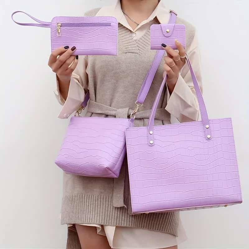 4pcs leather handbag