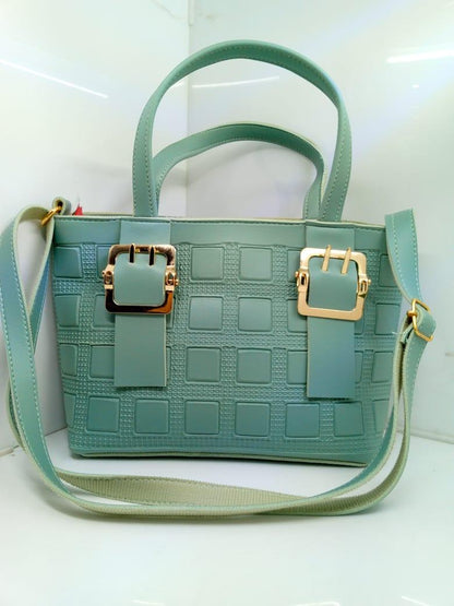 Leather handbag with long strap
