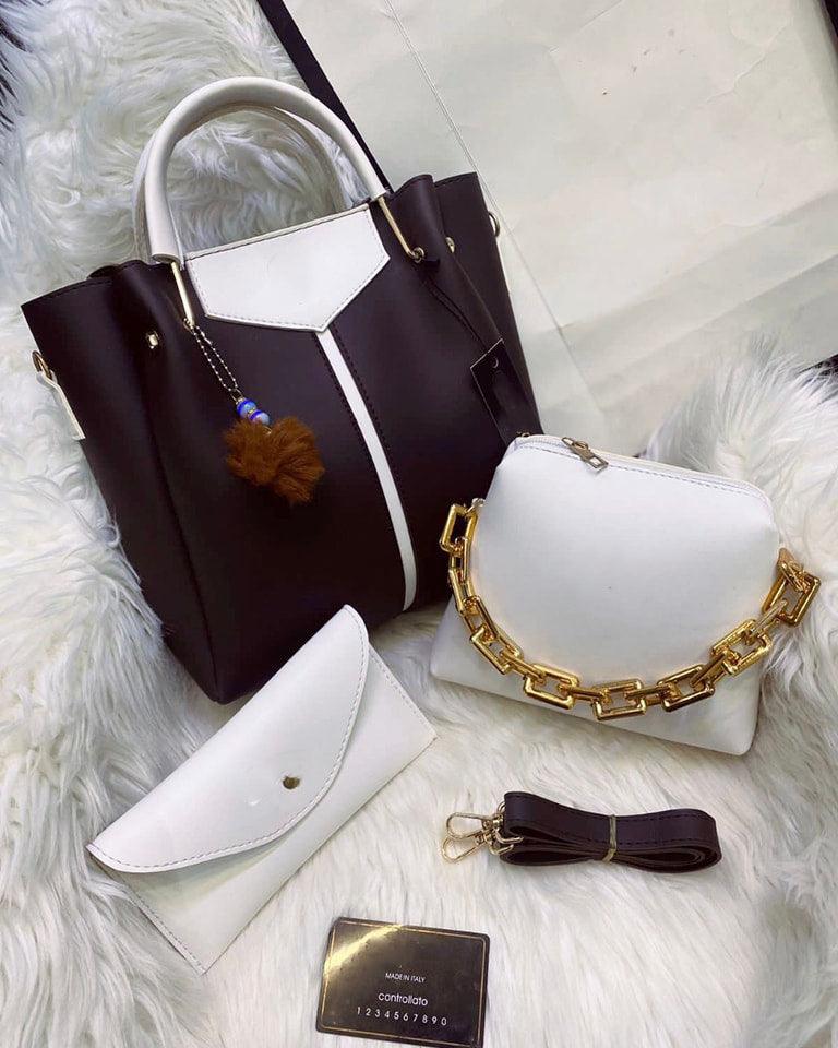 3pcs trendy leather handbag