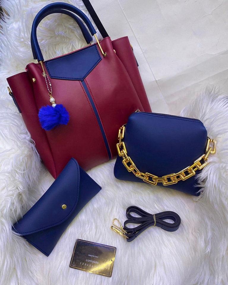 3pcs trendy leather handbag