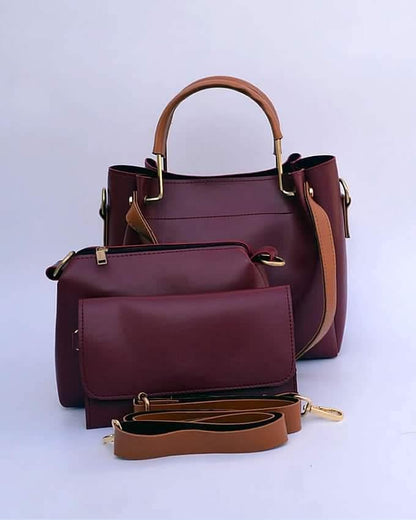 CASUAL 3PCS LEATHER HANDBAG